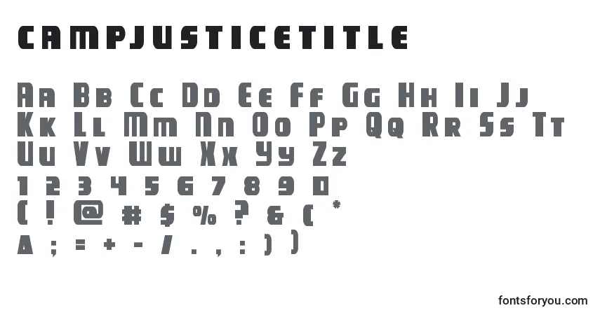 Campjusticetitle-fontti – aakkoset, numerot, erikoismerkit