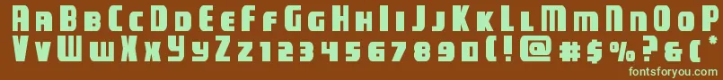 campjusticetitle-fontti – vihreät fontit ruskealla taustalla