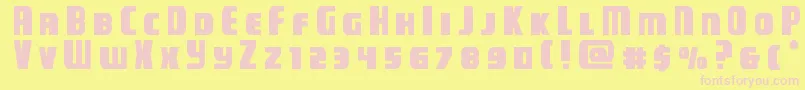 campjusticetitle-fontti – vaaleanpunaiset fontit keltaisella taustalla