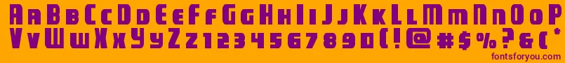 campjusticetitle-fontti – violetit fontit oranssilla taustalla