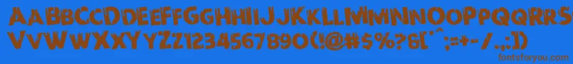 Czcionka Redundeadrotate – brązowe czcionki na niebieskim tle