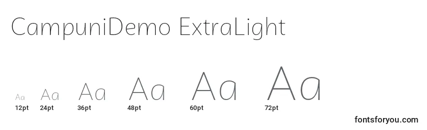 Размеры шрифта CampuniDemo ExtraLight