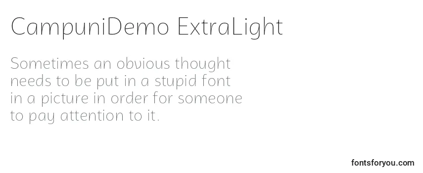 Review of the CampuniDemo ExtraLight Font