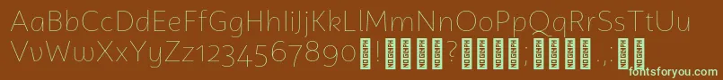 フォントCampuniDemo Thin – 緑色の文字が茶色の背景にあります。