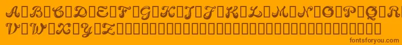 CANDB   -Schriftart – Braune Schriften auf orangefarbenem Hintergrund