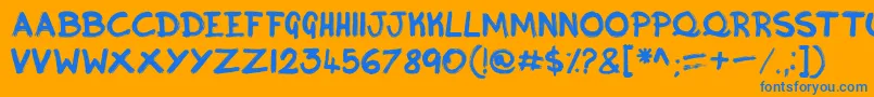 Inky Font – Blue Fonts on Orange Background