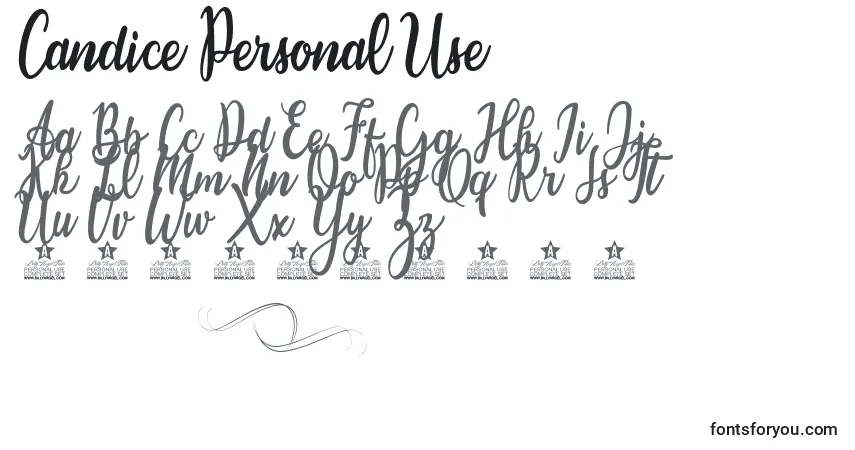 A fonte Candice Personal Use – alfabeto, números, caracteres especiais