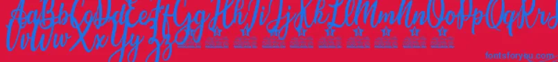 Candice Personal Use Font – Blue Fonts on Red Background
