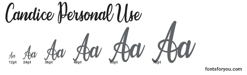 Candice Personal Use Font Sizes