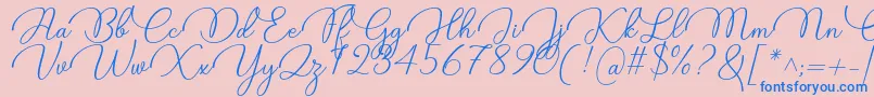 Saiba mais sobre a fonte Candire Font by 7NTypes Fonte Candire Font by 7NTypes – fontes azuis em um fundo rosa