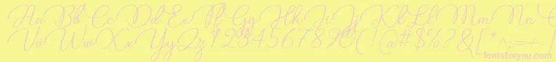 Fonte Candire Font by 7NTypes – fontes rosa em um fundo amarelo