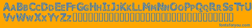 Candk   -Schriftart – Blaue Schriften auf orangefarbenem Hintergrund