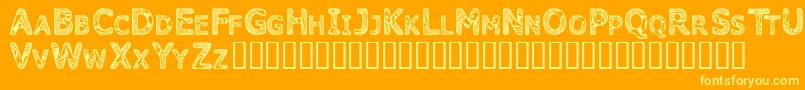 Candk   -Schriftart – Gelbe Schriften auf orangefarbenem Hintergrund