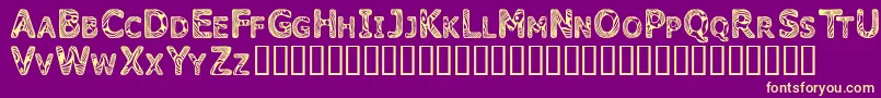 Candk   -fontti – keltaiset fontit violetilla taustalla