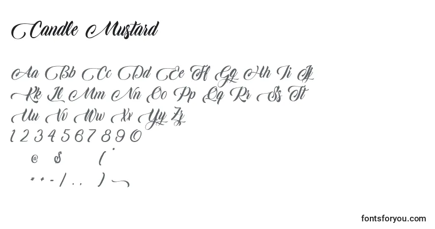 Шрифт Candle Mustard – алфавит, цифры, специальные символы