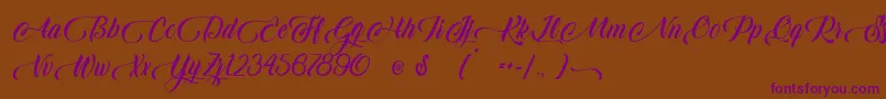 Candle Mustard-Schriftart – Violette Schriften auf braunem Hintergrund