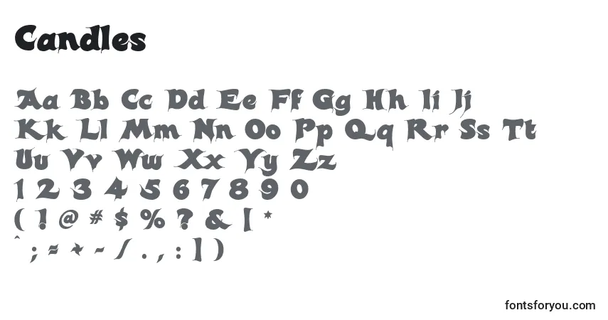 Czcionka Candles  (122697) – alfabet, cyfry, specjalne znaki