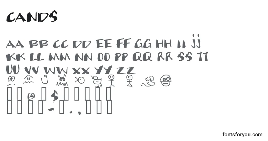 A fonte CANDS    (122698) – alfabeto, números, caracteres especiais