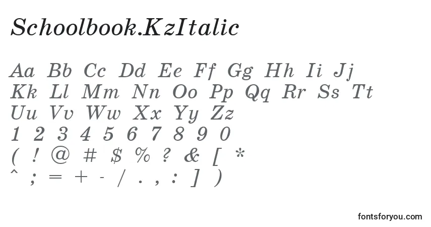 Schoolbook.KzItalic Font – alphabet, numbers, special characters