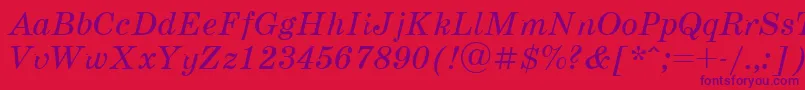 Schoolbook.KzItalic Font – Purple Fonts on Red Background