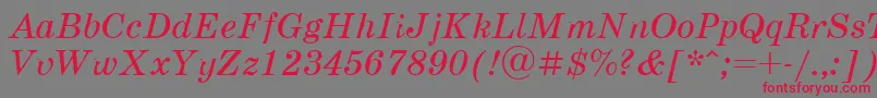 Шрифт Schoolbook.KzItalic – красные шрифты на сером фоне