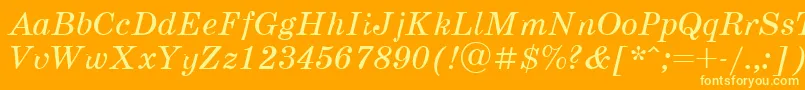 Шрифт Schoolbook.KzItalic – жёлтые шрифты на оранжевом фоне