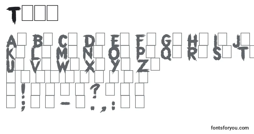 Schriftart Them – Alphabet, Zahlen, spezielle Symbole