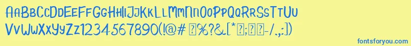 Candy Demo Font – Blue Fonts on Yellow Background