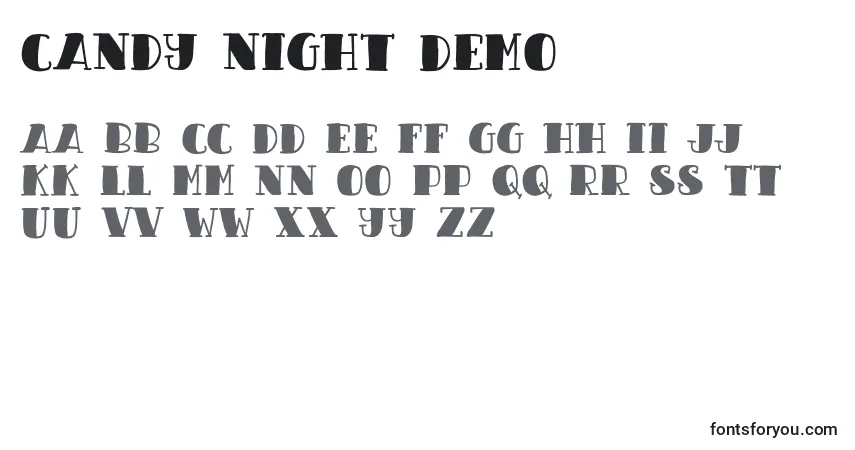 Шрифт Candy Night Demo – алфавит, цифры, специальные символы
