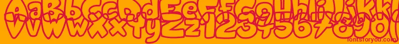 Candyshop-Schriftart – Rote Schriften auf orangefarbenem Hintergrund
