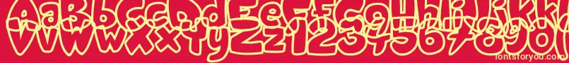 フォントCandyshop – 黄色の文字、赤い背景