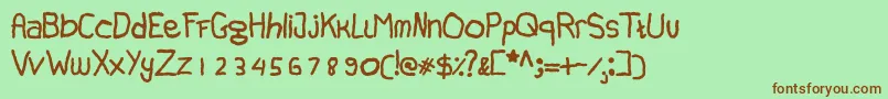 フォントCanfuguh Font – 緑の背景に茶色のフォント