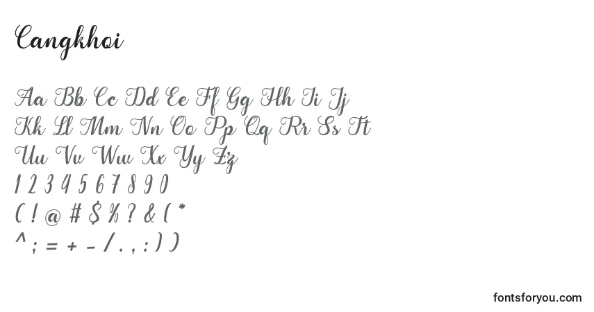 A fonte Cangkhoi – alfabeto, números, caracteres especiais