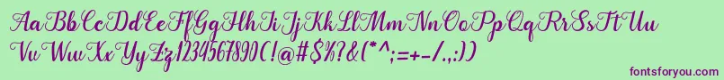 Cangkhoi-Schriftart – Violette Schriften auf grünem Hintergrund