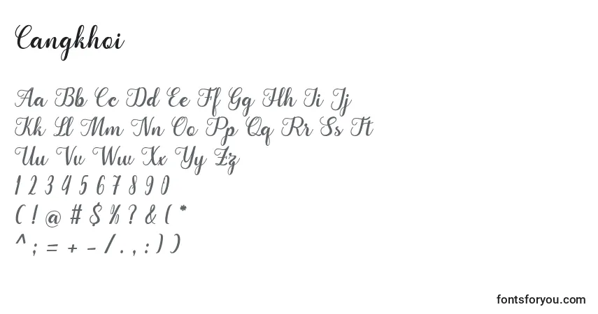 Schriftart Cangkhoi (122709) – Alphabet, Zahlen, spezielle Symbole
