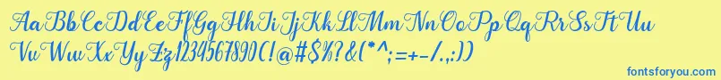 Cangkhoi Font – Blue Fonts on Yellow Background