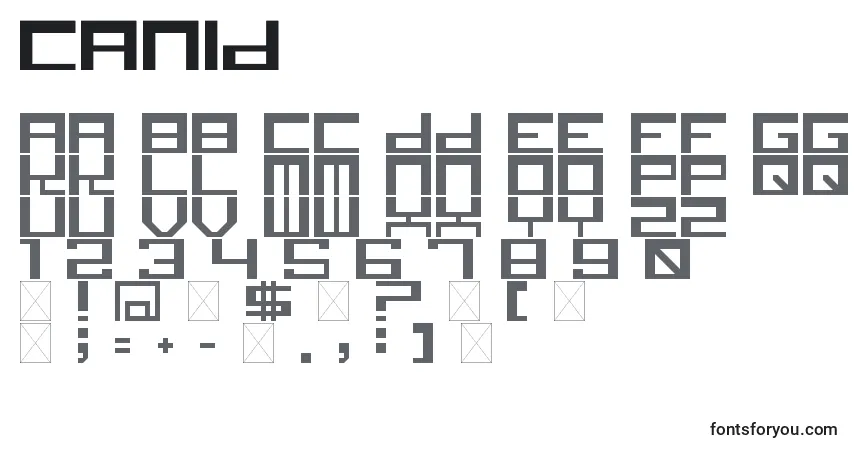 A fonte Canid – alfabeto, números, caracteres especiais