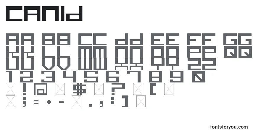 A fonte Canid (122711) – alfabeto, números, caracteres especiais