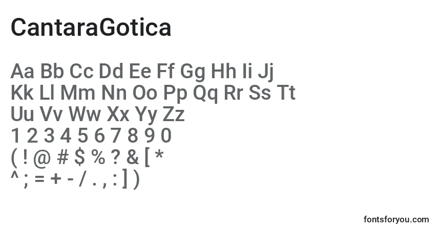 Schriftart CantaraGotica (122714) – Alphabet, Zahlen, spezielle Symbole