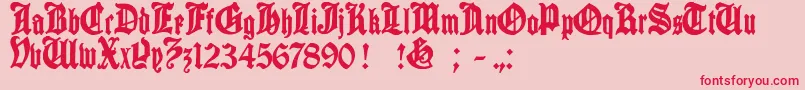 フォントcantebriggia – ピンクの背景に赤い文字