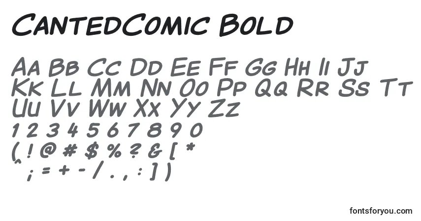 Schriftart CantedComic Bold – Alphabet, Zahlen, spezielle Symbole