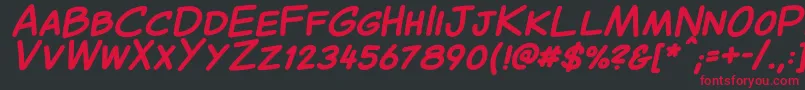 CantedComic Bold-Schriftart – Rote Schriften auf schwarzem Hintergrund