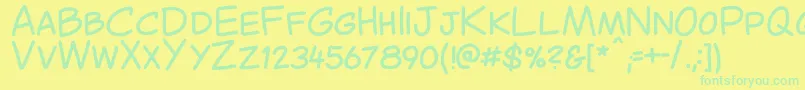 Police CantedComic Regular – polices vertes sur fond jaune