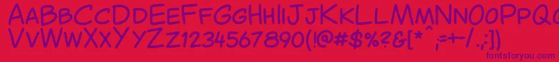 CantedComic Regular-fontti – violetit fontit punaisella taustalla
