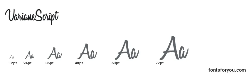 VarianeScript Font Sizes