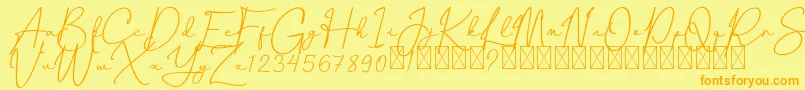 CanthikaFree-fontti – oranssit fontit keltaisella taustalla