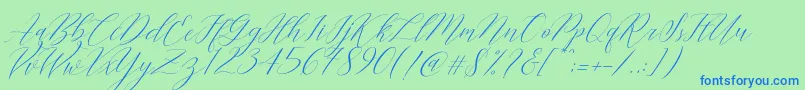 Cantona Slant Font – Blue Fonts on Green Background