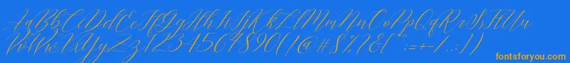 Cantona Slant Font – Orange Fonts on Blue Background