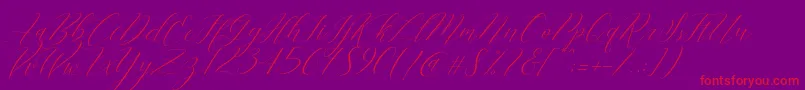フォントCantona Slant – 紫の背景に赤い文字