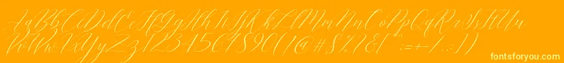 Cantona Slant-Schriftart – Gelbe Schriften auf orangefarbenem Hintergrund